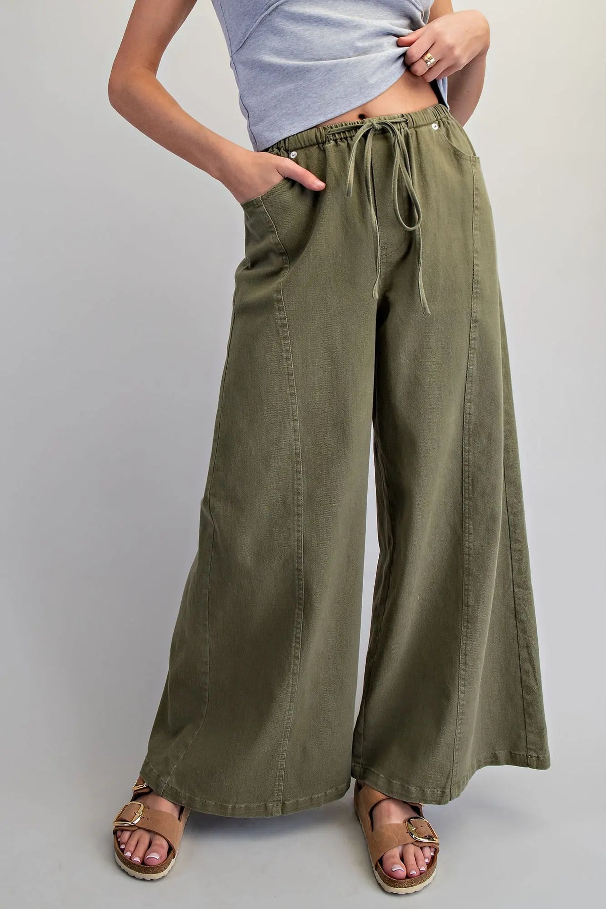 Mineral Washed Wide Leg Pants