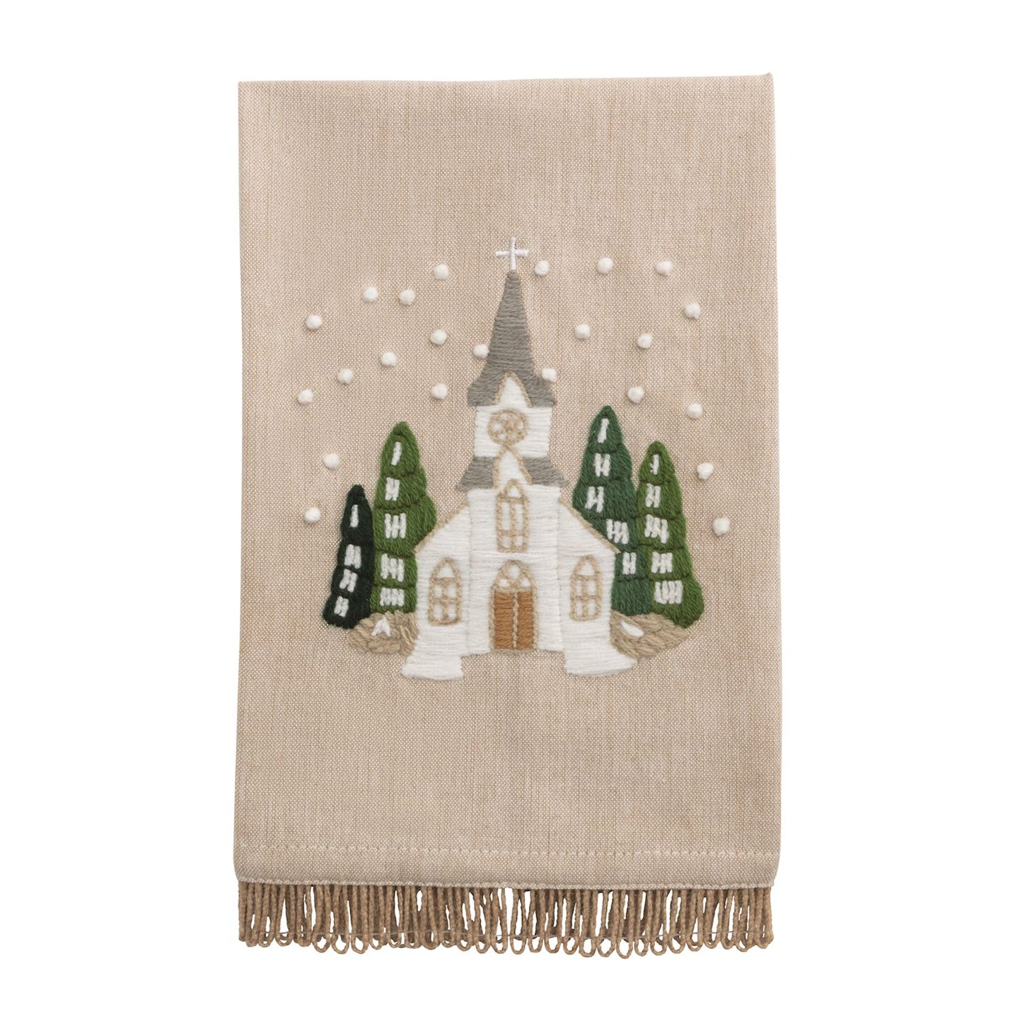 White Embroidered Christmas Towel