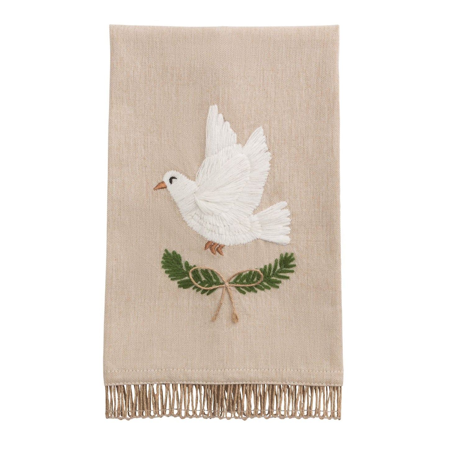 White Embroidered Christmas Towel