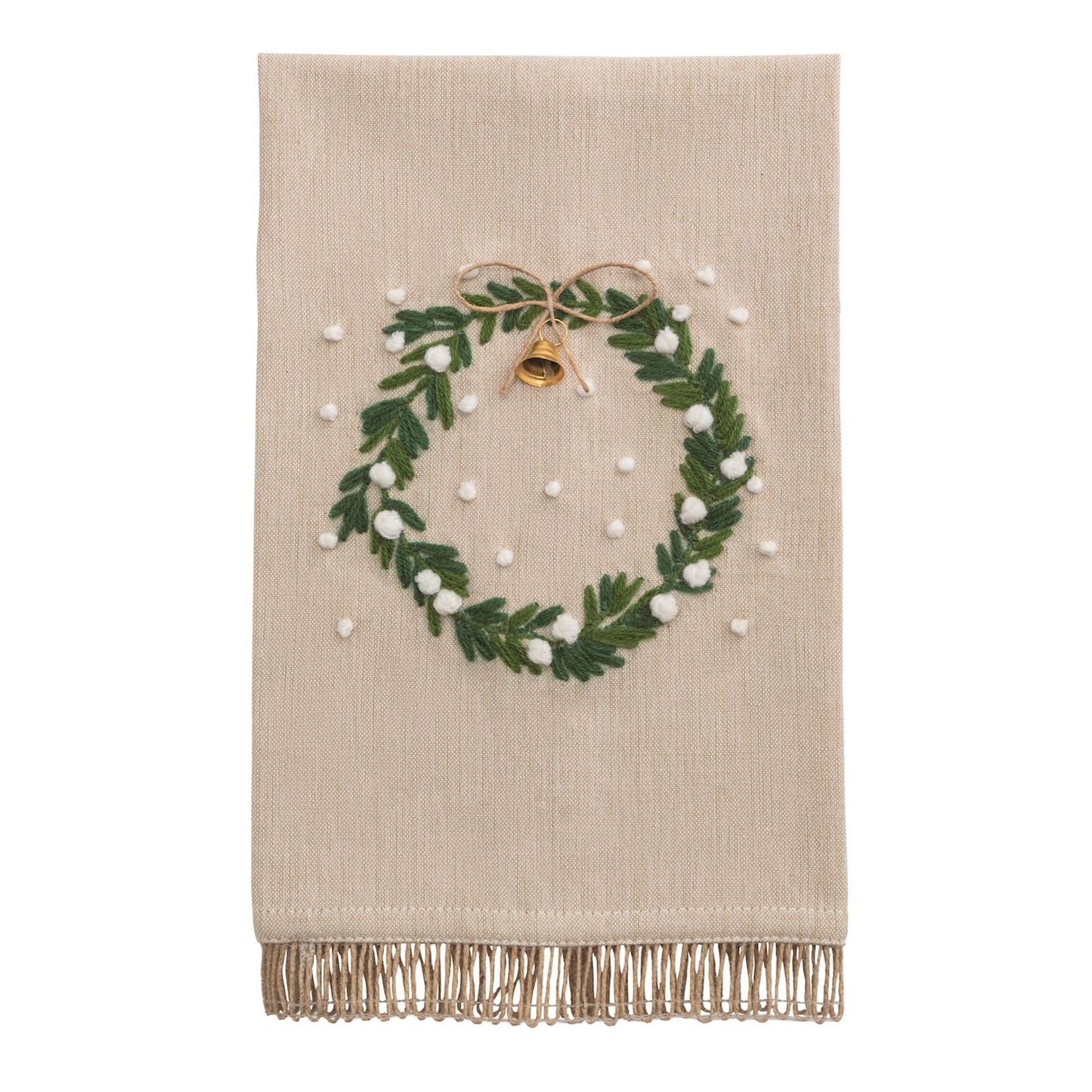White Embroidered Christmas Towel