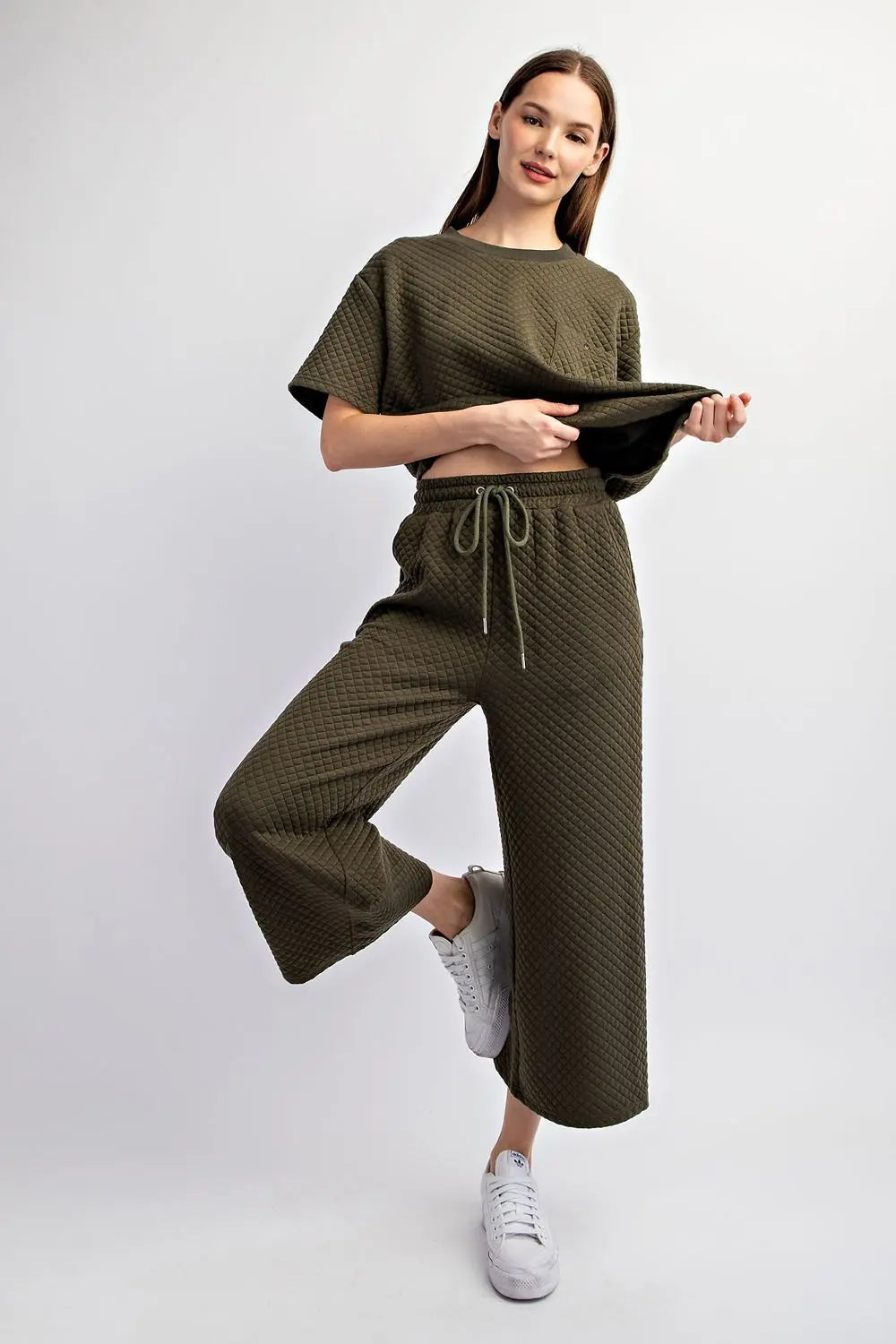 Textured Straight Leg Pants