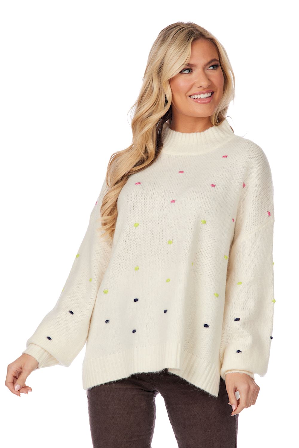 Novie White Pom-Pom Sweater
