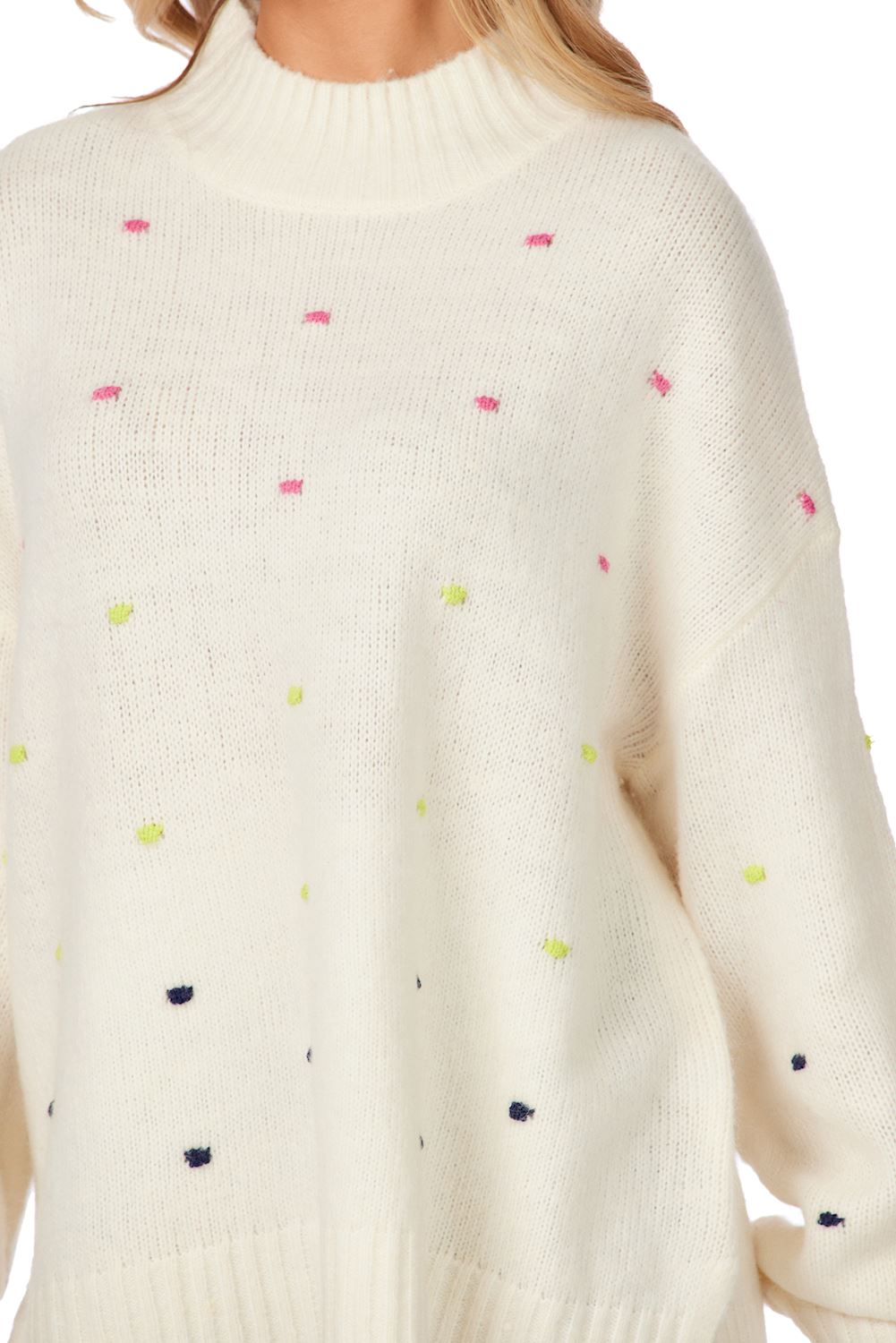 Novie White Pom-Pom Sweater