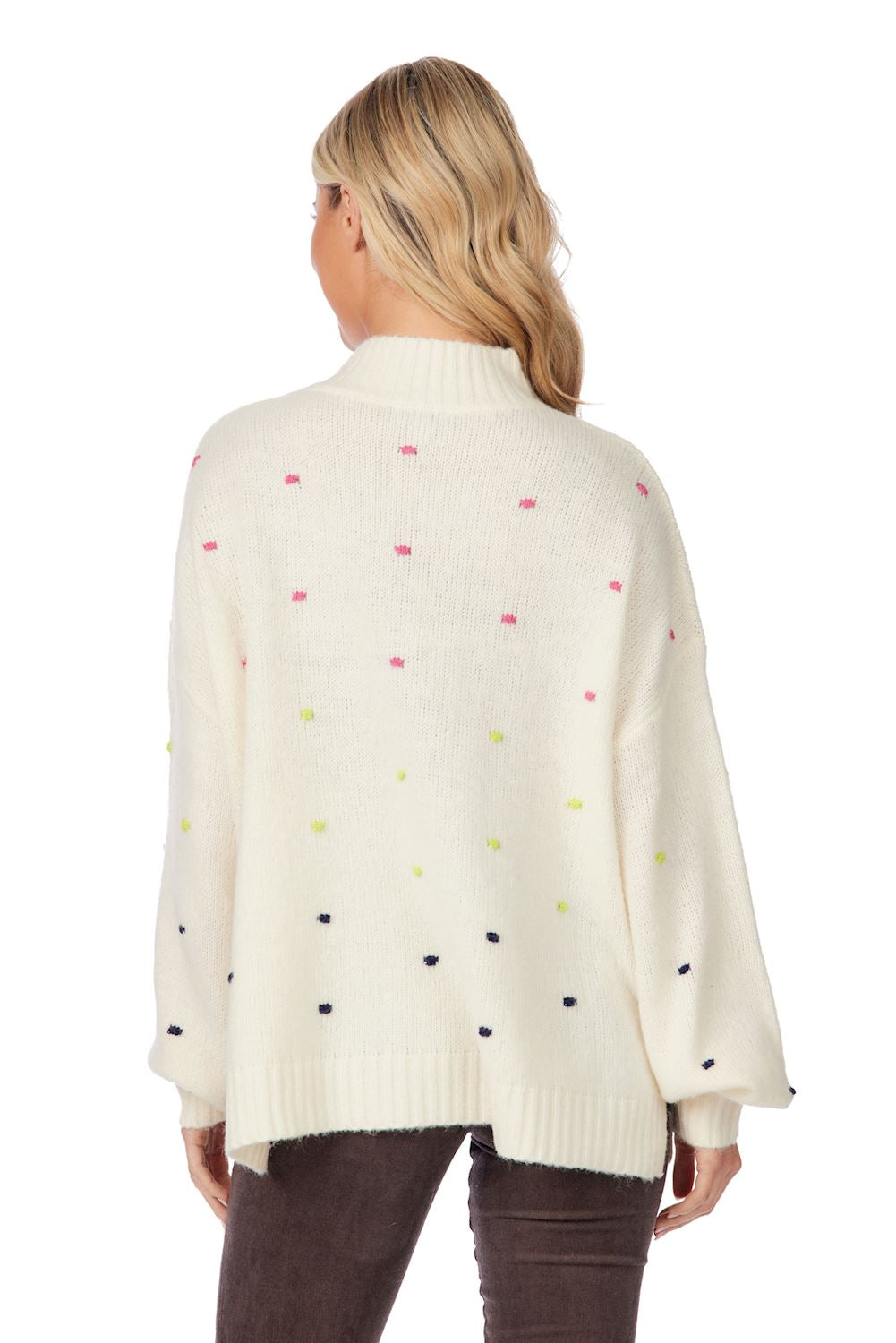Novie White Pom-Pom Sweater