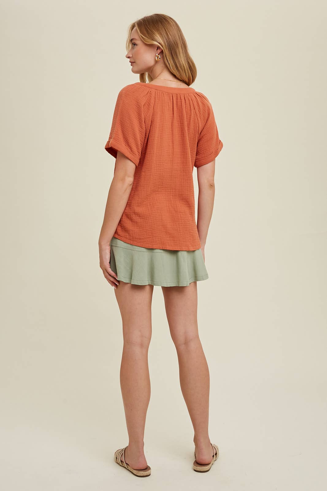 Brick Cotton Gauze Top