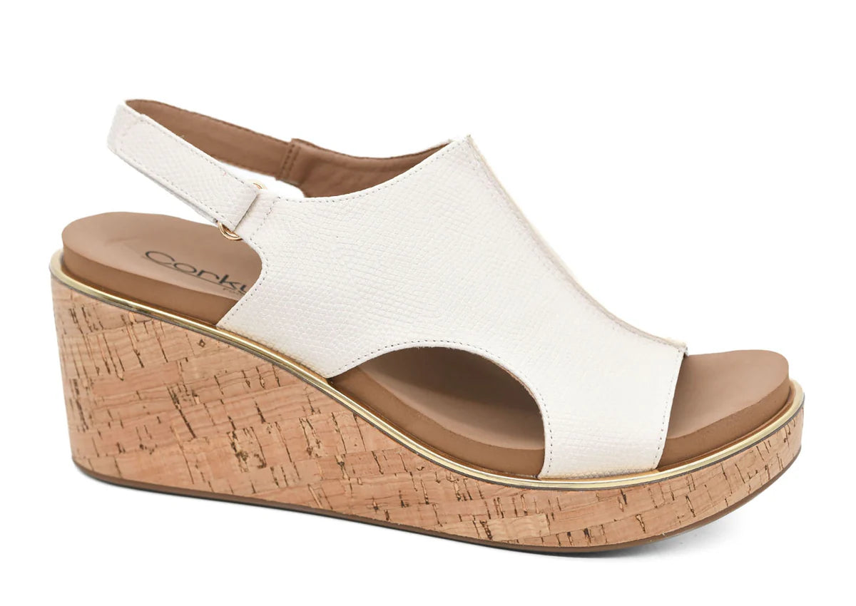 Carley Ivory Lizard Wedge (Corkys)