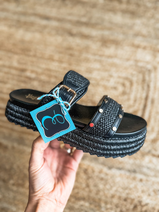 Walk of Shame (Black Raffia) || Corkys