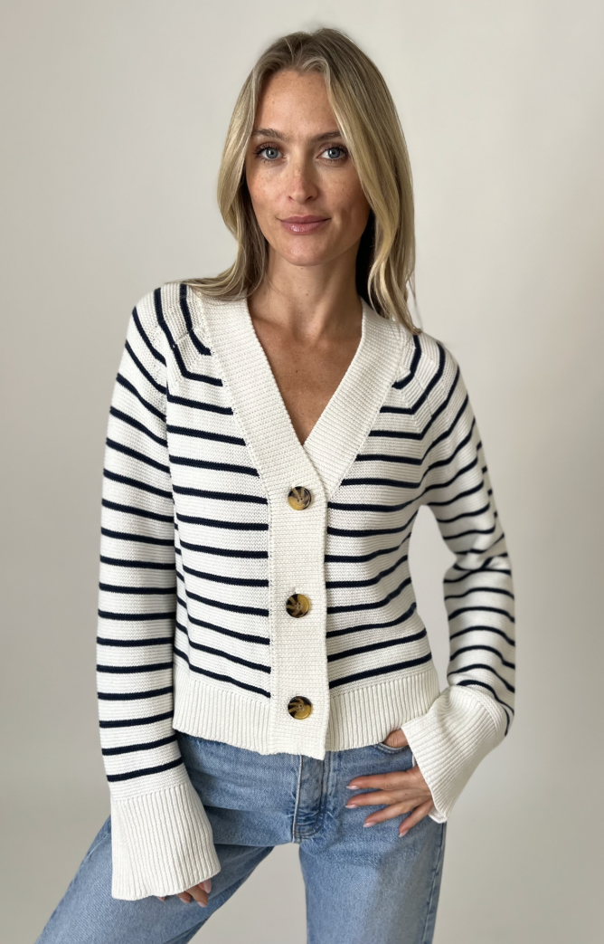 White Striped Kimberly Sweater (Six/Fifty)