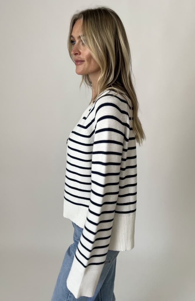 White Striped Kimberly Sweater (Six/Fifty)