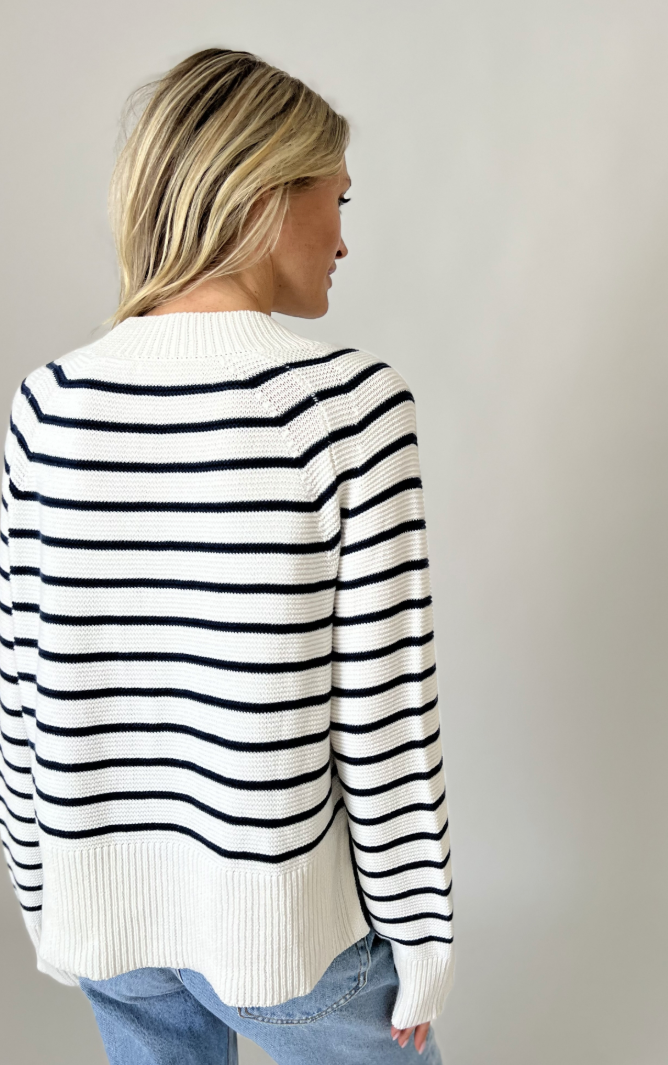 White Striped Kimberly Sweater (Six/Fifty)