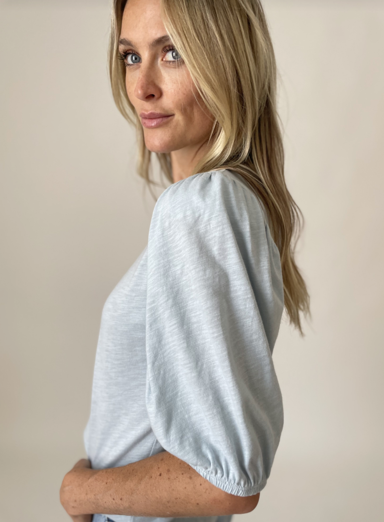 Aquamarine Crewneck Puff Sleeve (Six/Fifty)