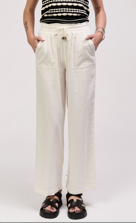 Stormi White Linen Wide Leg (Another Love)