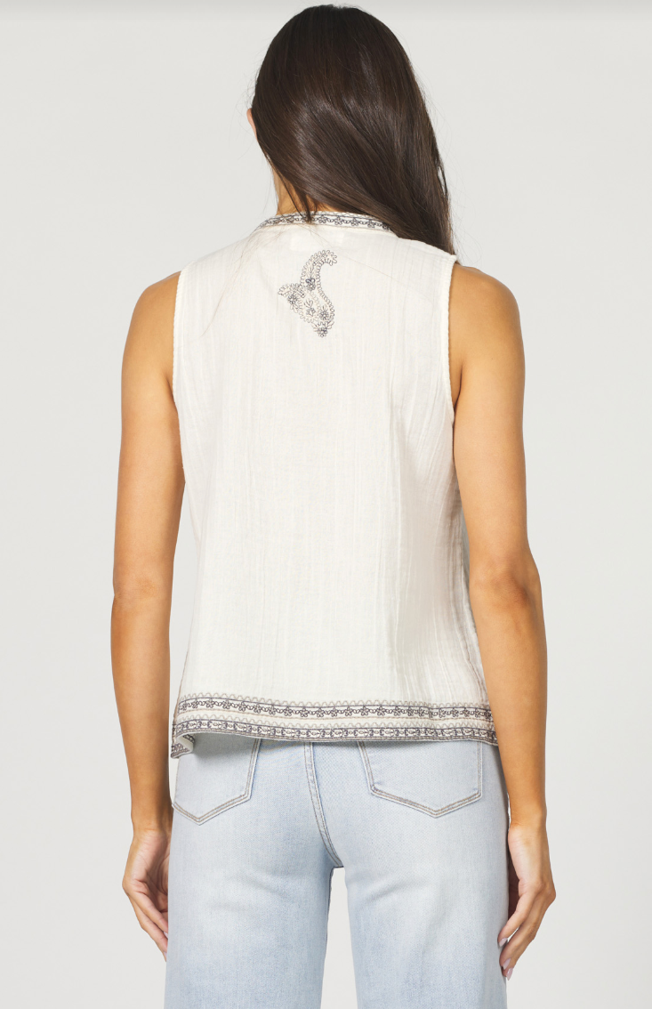 Ivory Embroidered Raja Tank (Dear John)