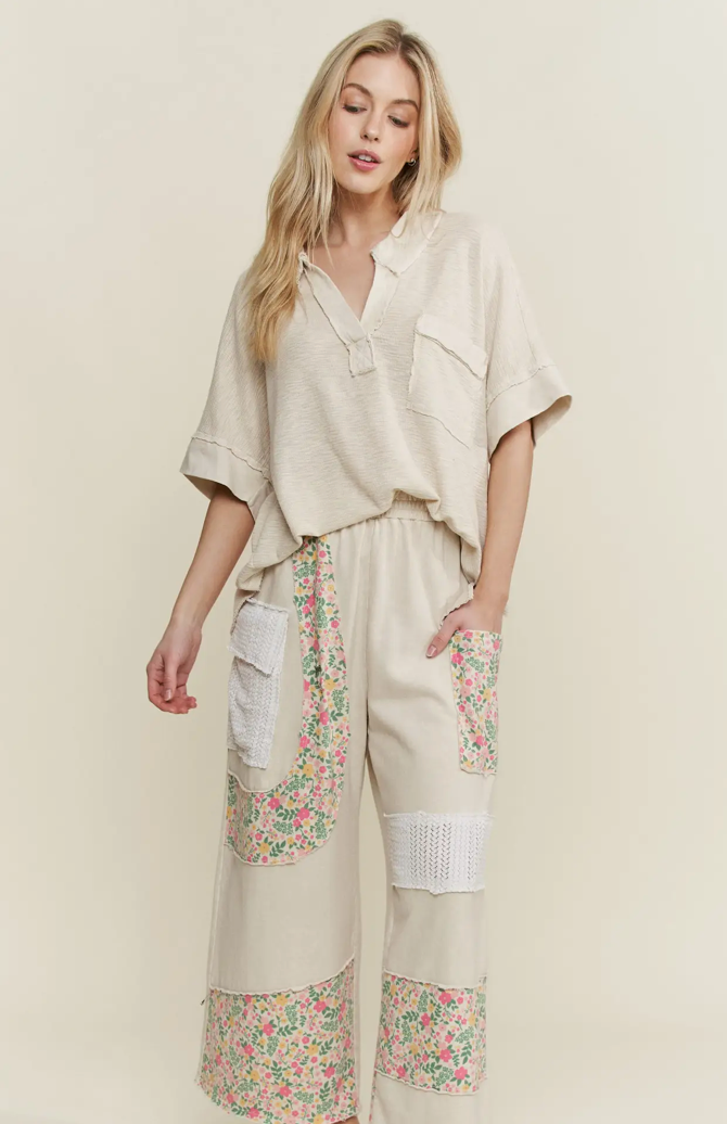 Natural Split V Collar Tee (J. Her)