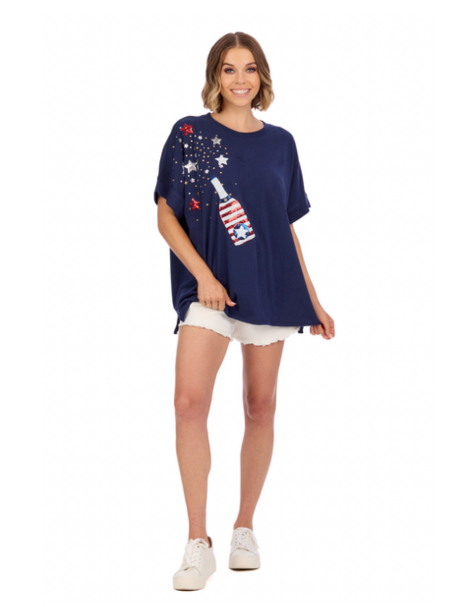 Navy 4th of July Sparkle Top (One Size)