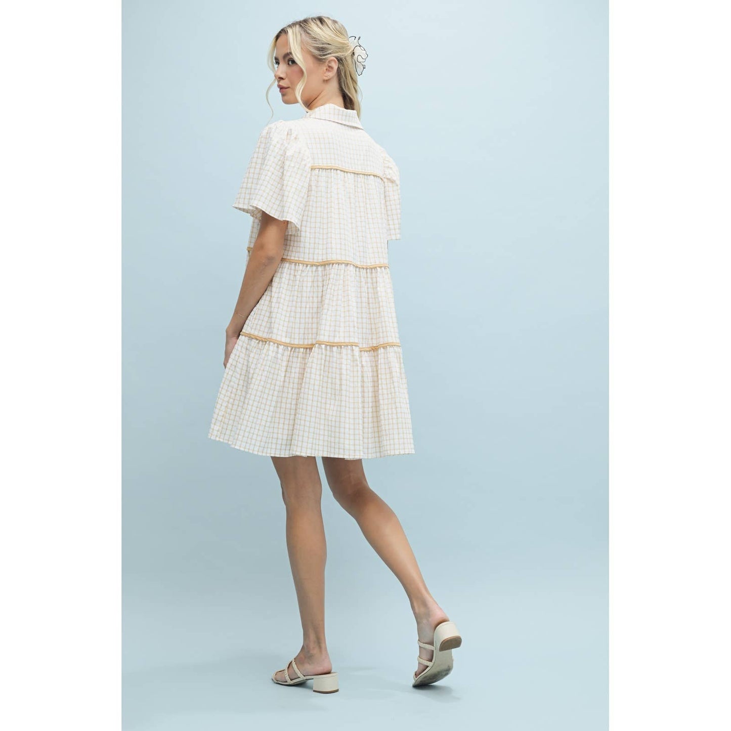 Plaid Button-up Babydoll Dress