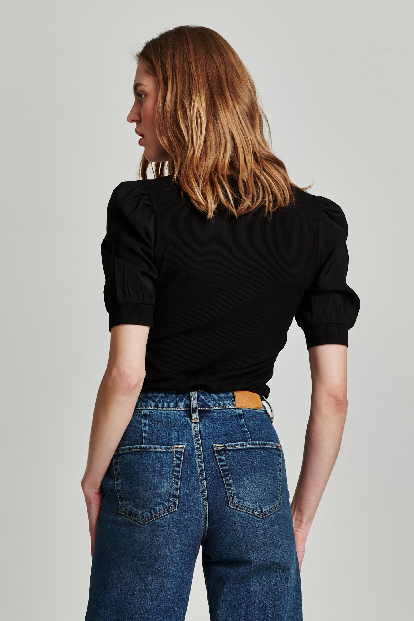 Tanner Black Puff Sleeve Henley (Another Love)