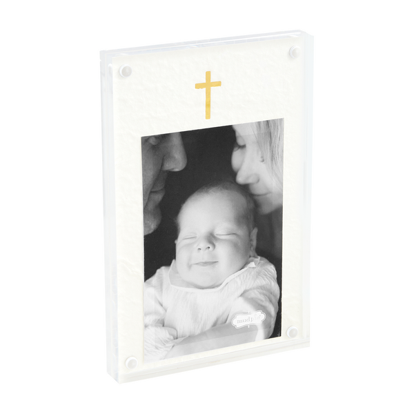 Acrylic Frame w/Gold Cross (Mud Pie)