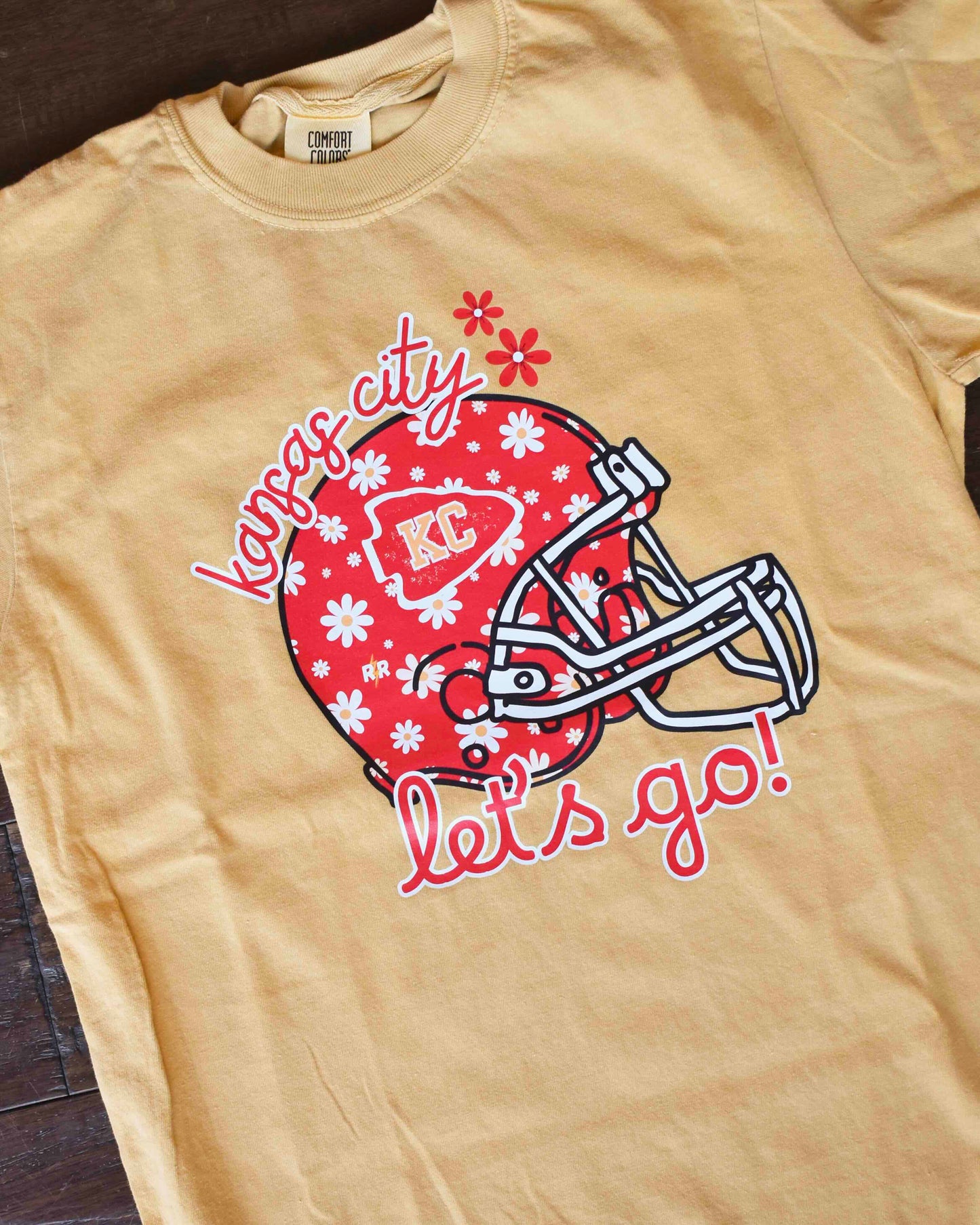 KC Football Let's Go Daisy Helmet CC Mustard Tee