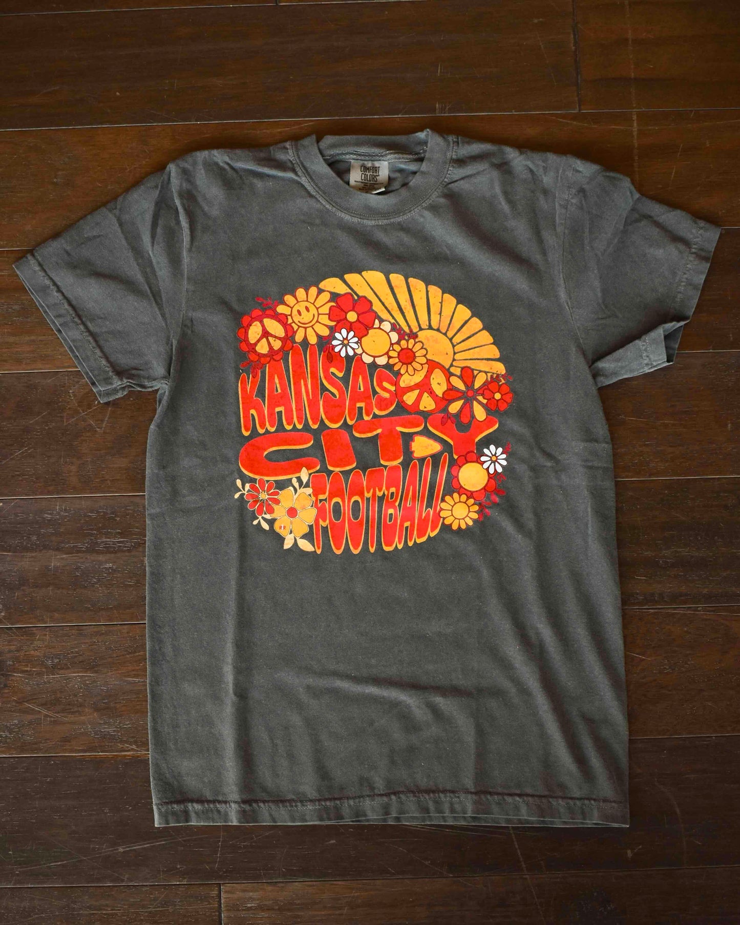 KC Football Retro Flower CC Pepper Tee