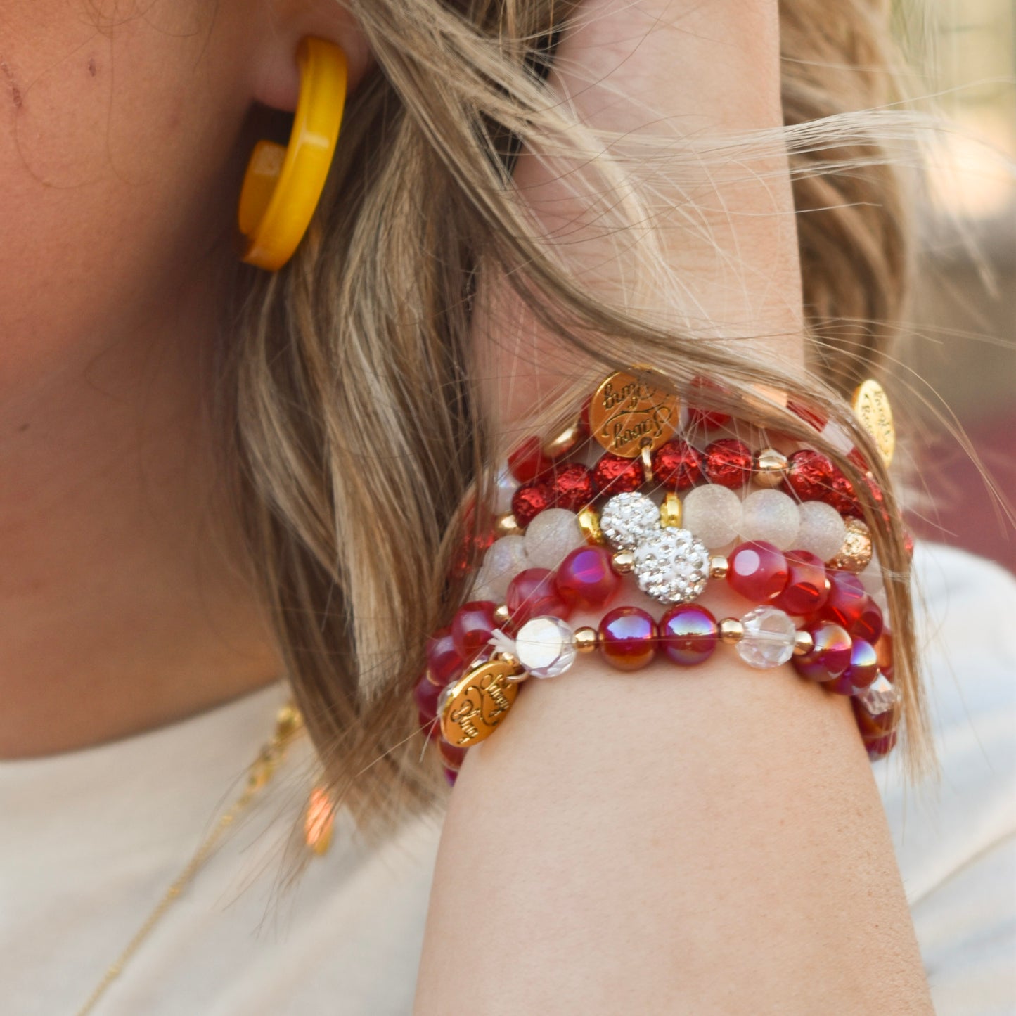 Red/Gold Gameday Bracelet Stack (Savvy Bling)