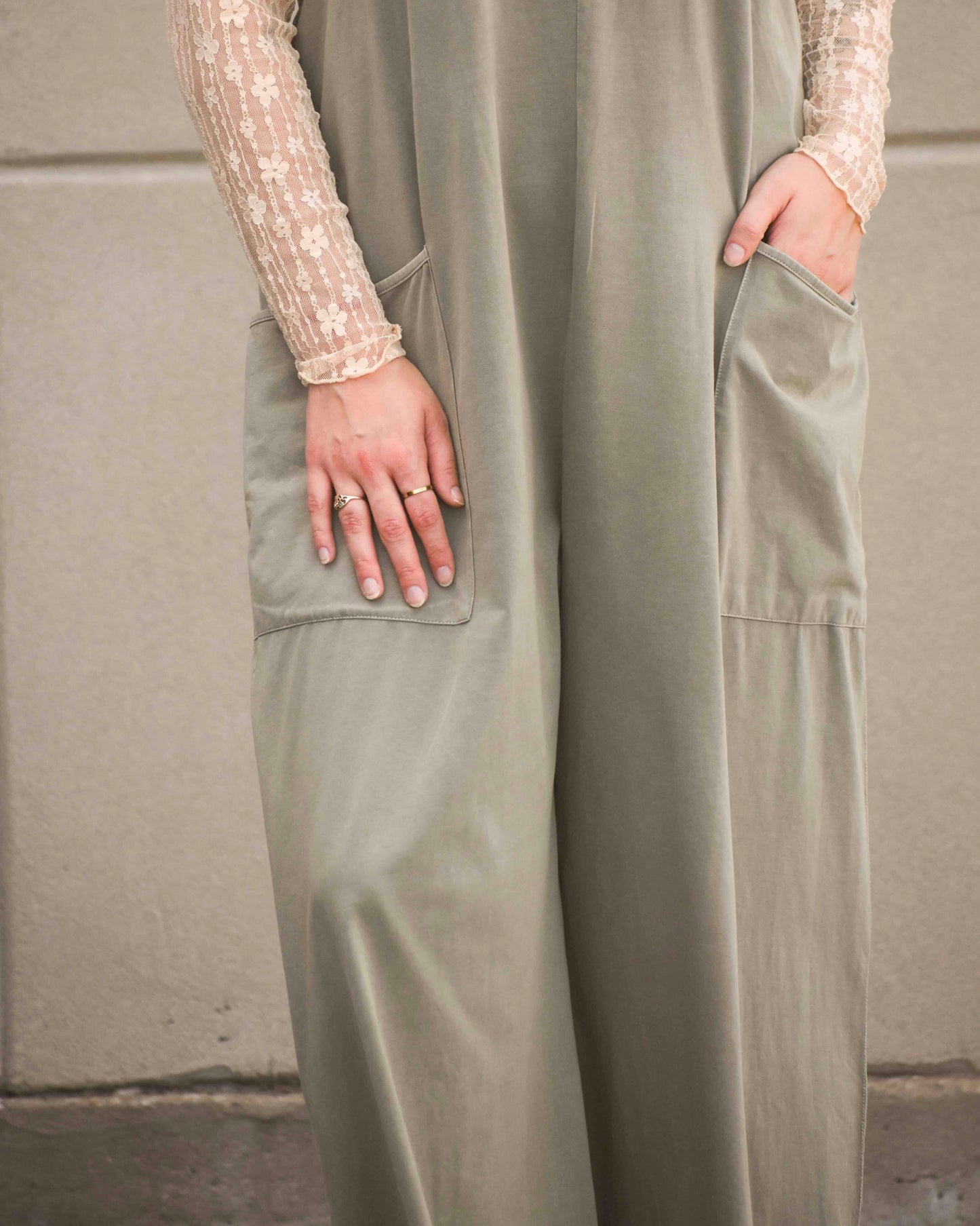 Olive Gray Wide Leg Jumpsuit (Easel)