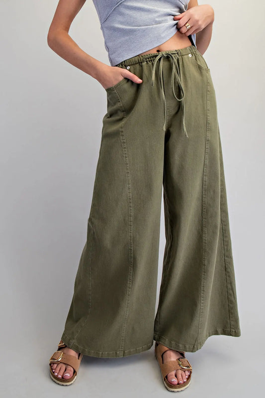 Mineral Washed Wide Leg Pants