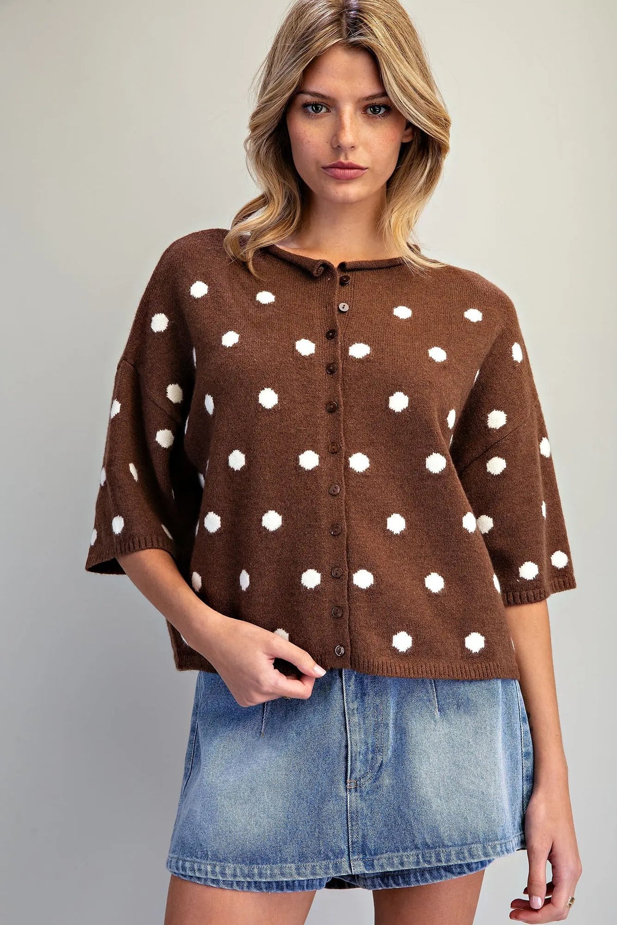 Polka Dot Short Sleeve Cardigan