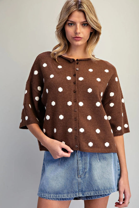 Polka Dot Short Sleeve Cardigan