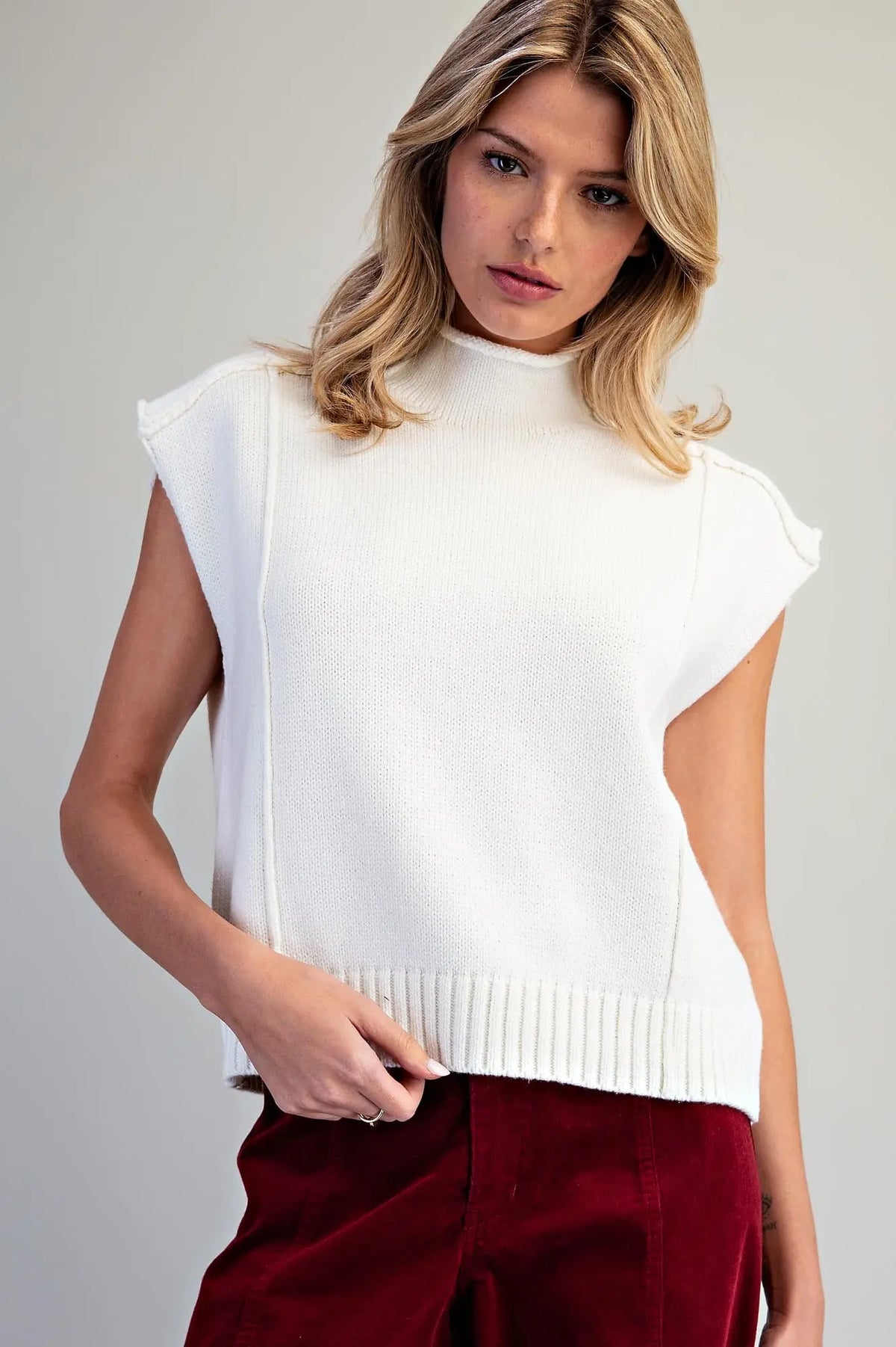 Cream Sleeveless Sweater