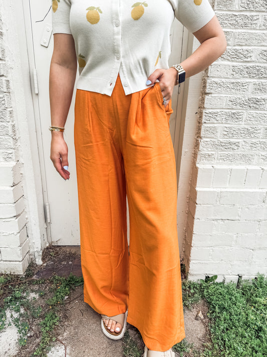 Orange Saloon Pleat Front Pant (Sadie & Sage)
