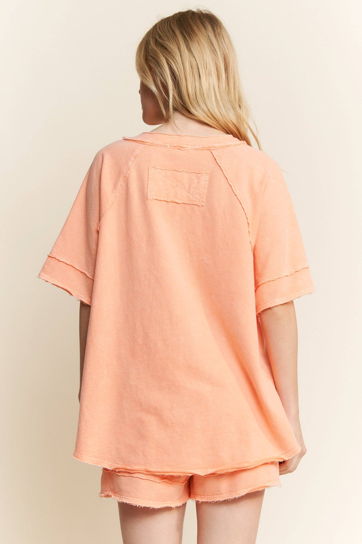 Papaya Mineral Washed V-Neck Soft Tee