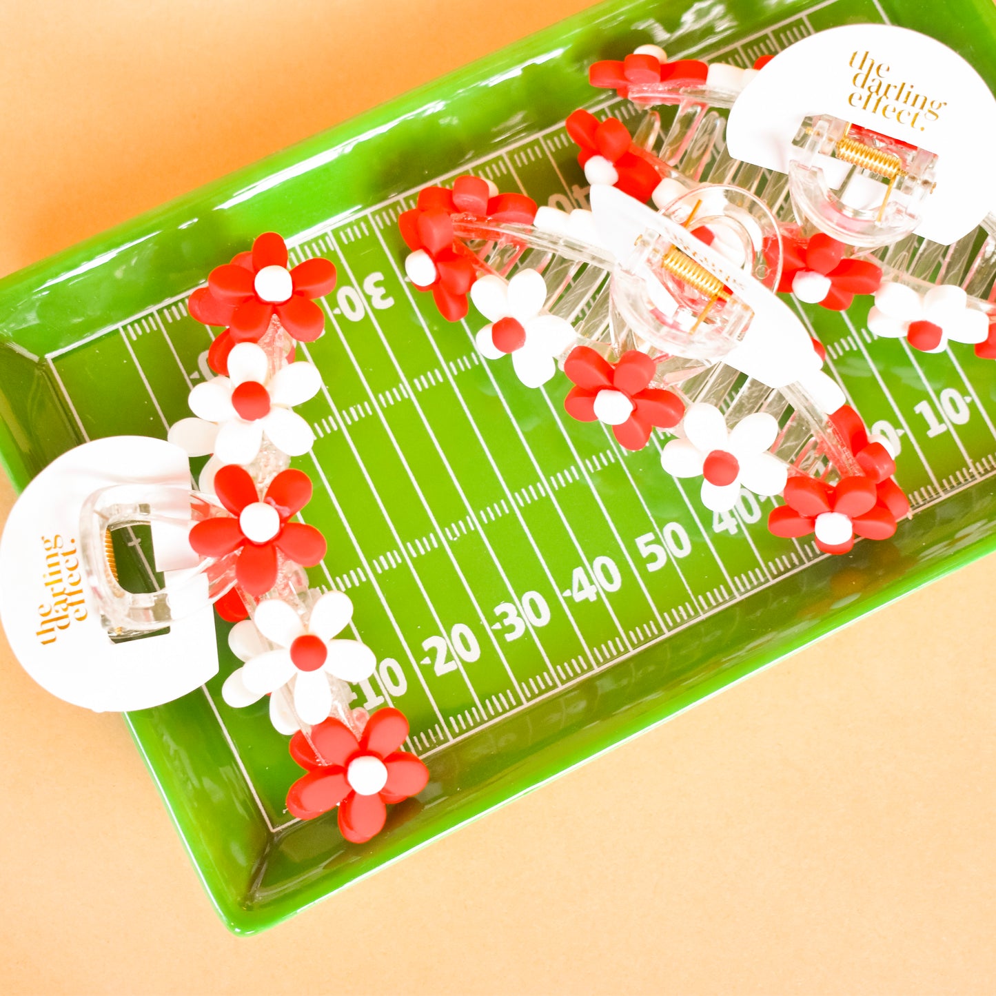 Red/White Daisy Gameday Claw Clip (The Darling Effect)