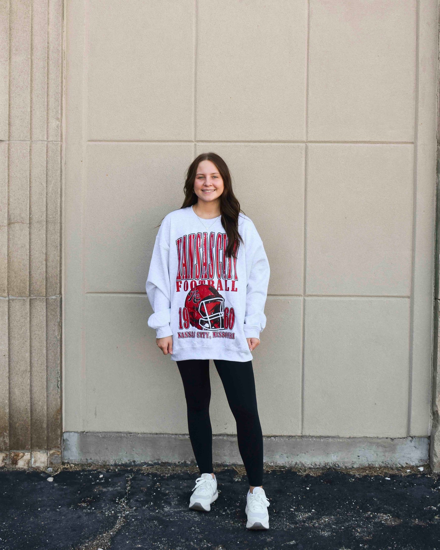 90's Kansas City Football Oversized Crewneck Sweatshirt