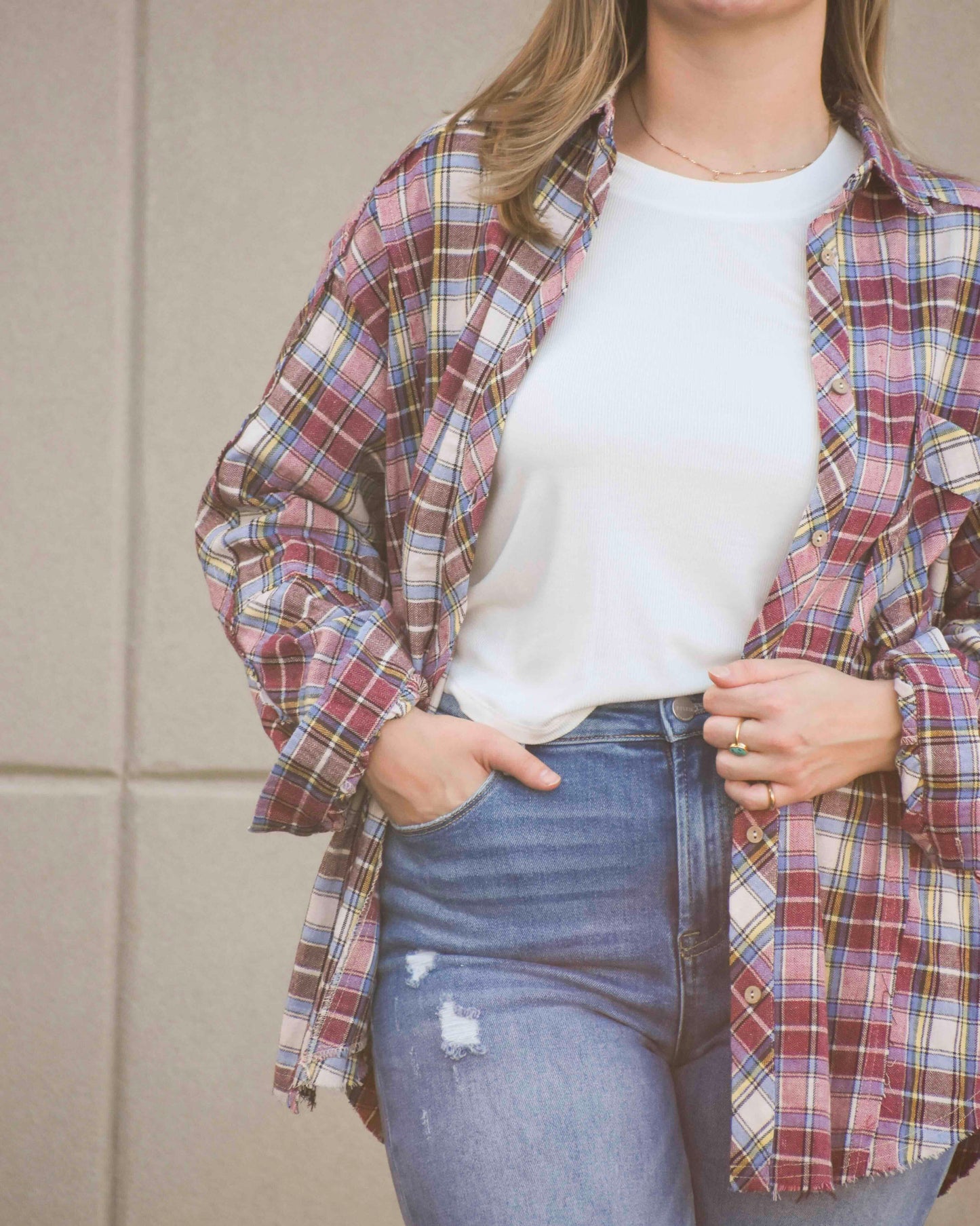 Burgundy Crinkled Plaid Flannel (Easel)