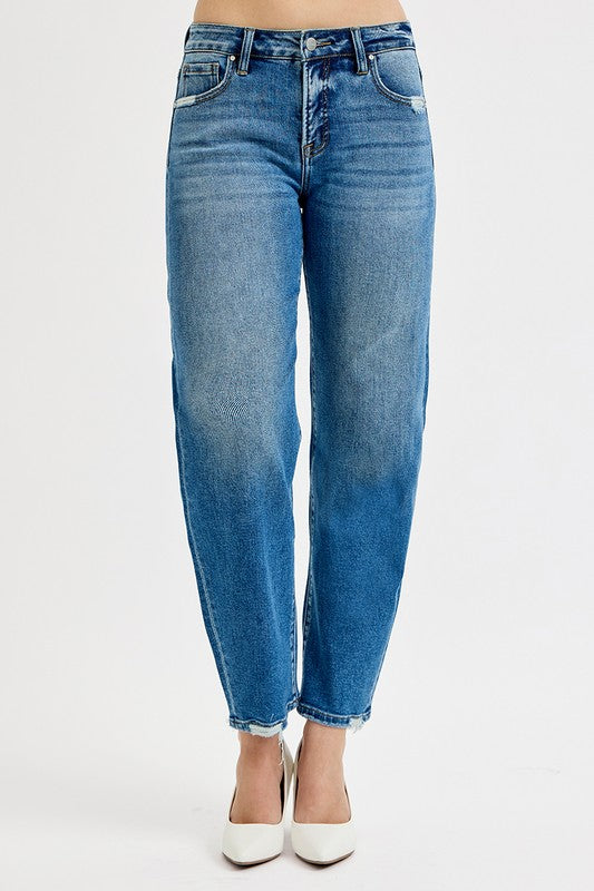 Tummy Control HR Ankle Slim Barrel Jeans