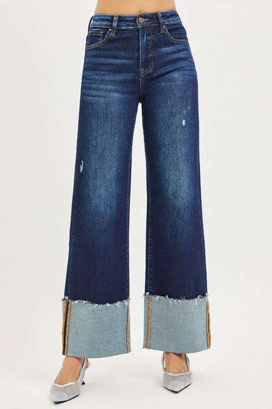 HR Ankle Wide Cuffed Denim