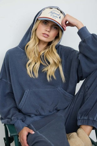 Cropped Hooded Kangaroo Pocket Knit Top