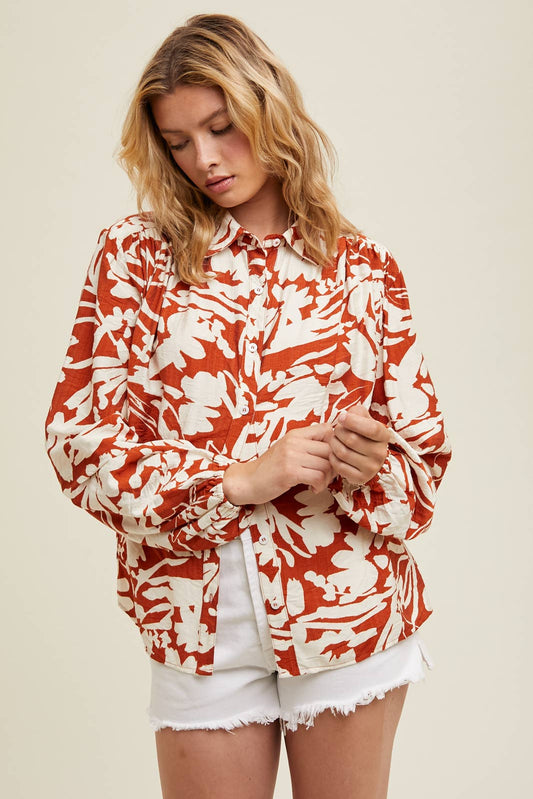 Floral Button-up Blouse