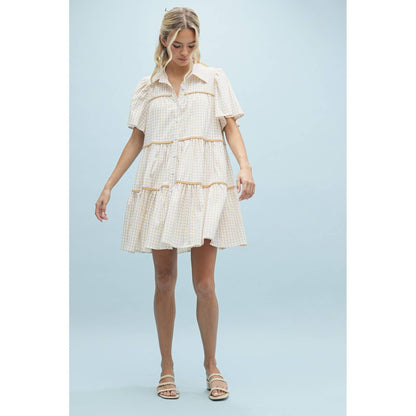 Plaid Button-up Babydoll Dress