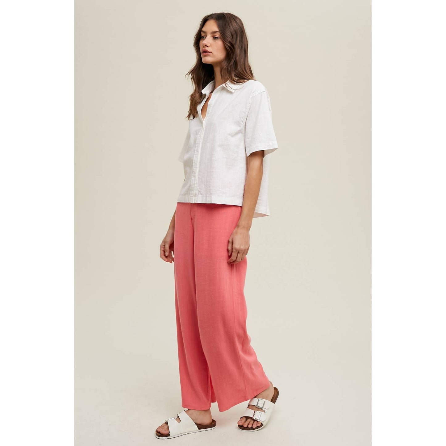 White Boxy Linen Button-up