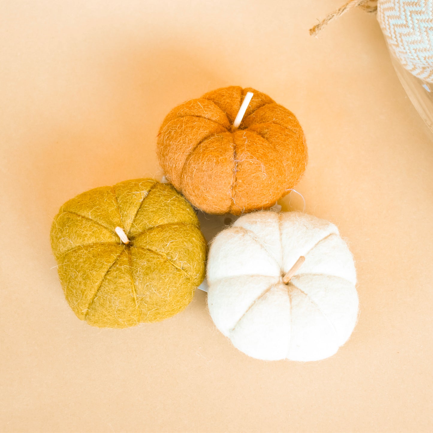 Mini Felt Pumpkin Trio