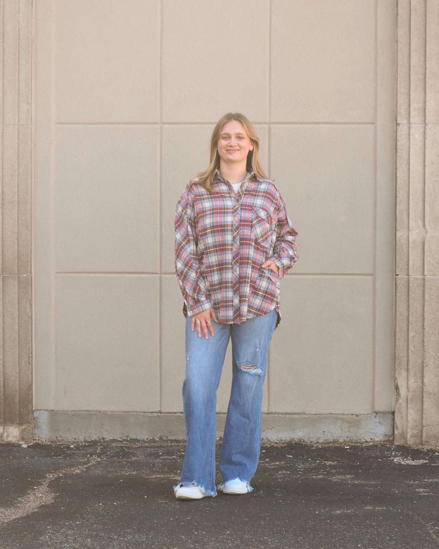 Burgundy Crinkled Plaid Flannel (Easel)