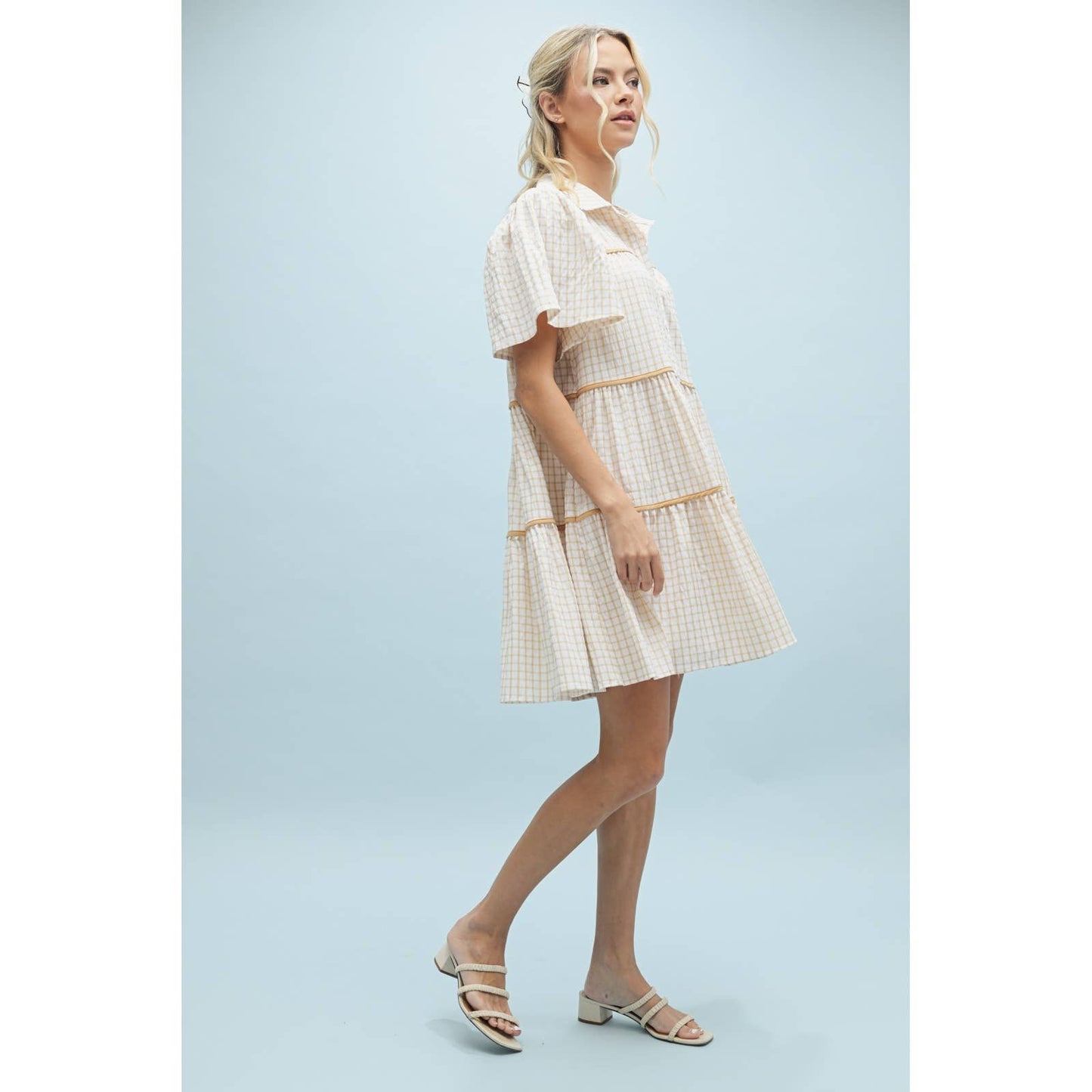 Plaid Button-up Babydoll Dress
