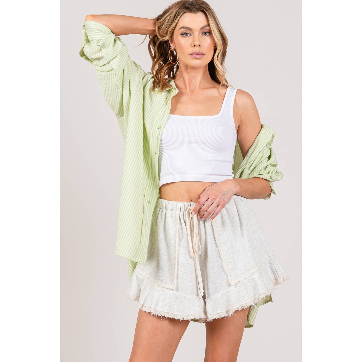 Green Oversized Button-Up(Sage&fig)