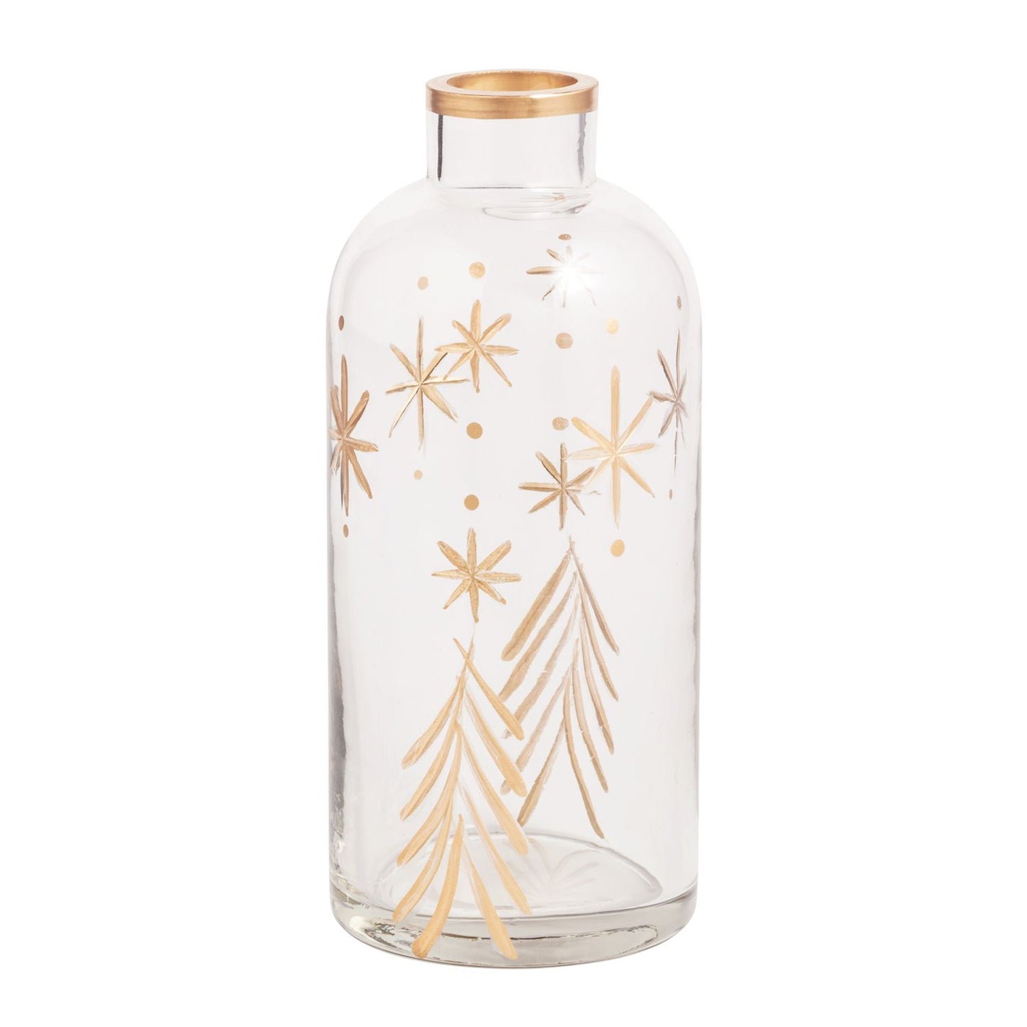 Tree Etched Snowflake Bud Vase
