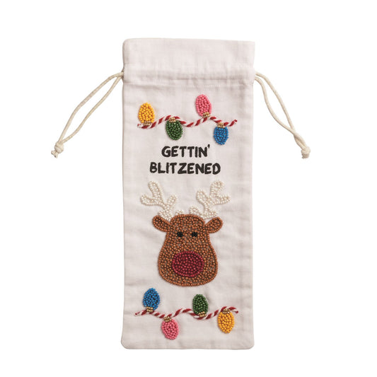 Xmas Beaded Wine Bags