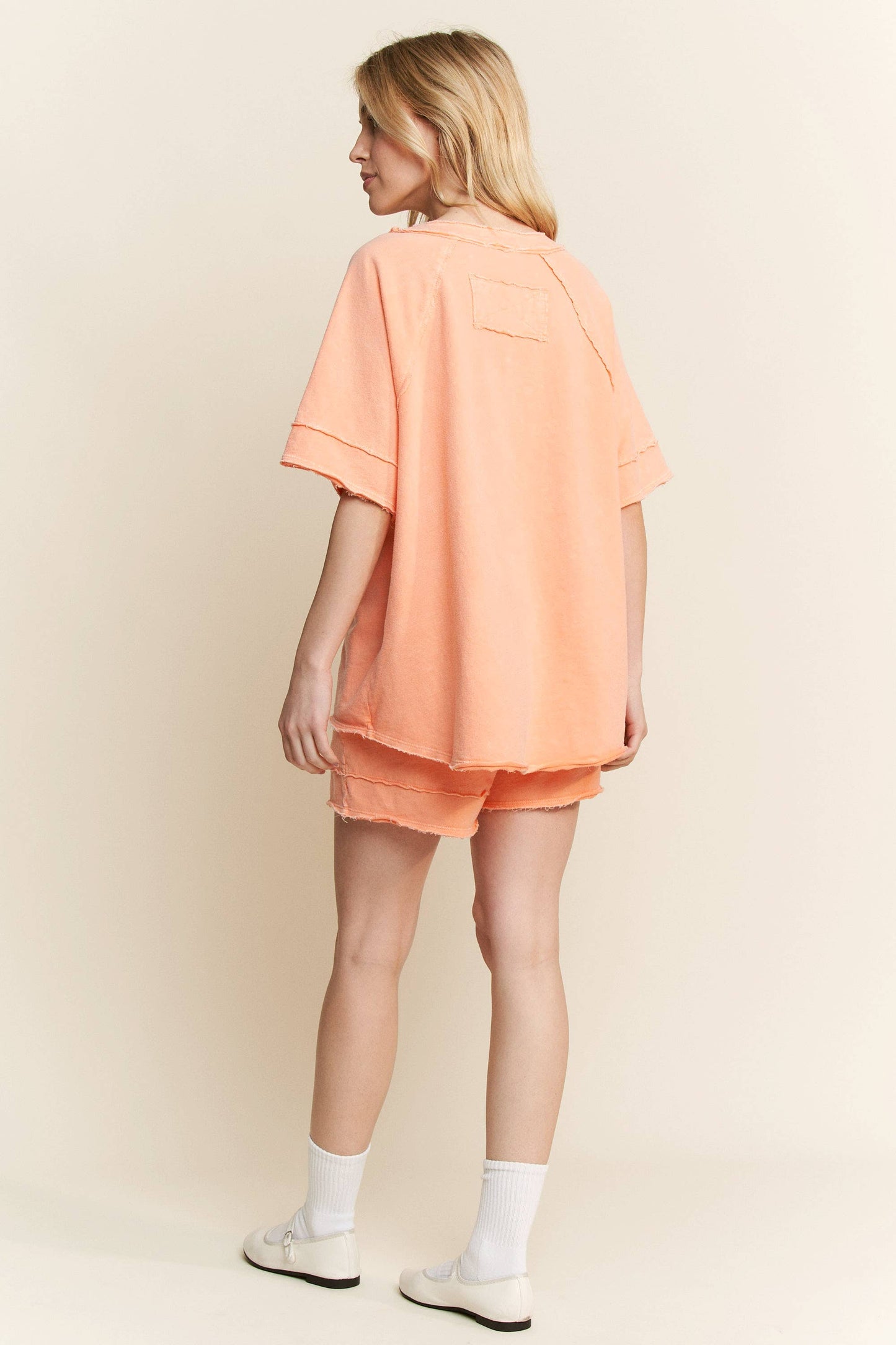 Papaya Mineral Washed V-Neck Soft Tee