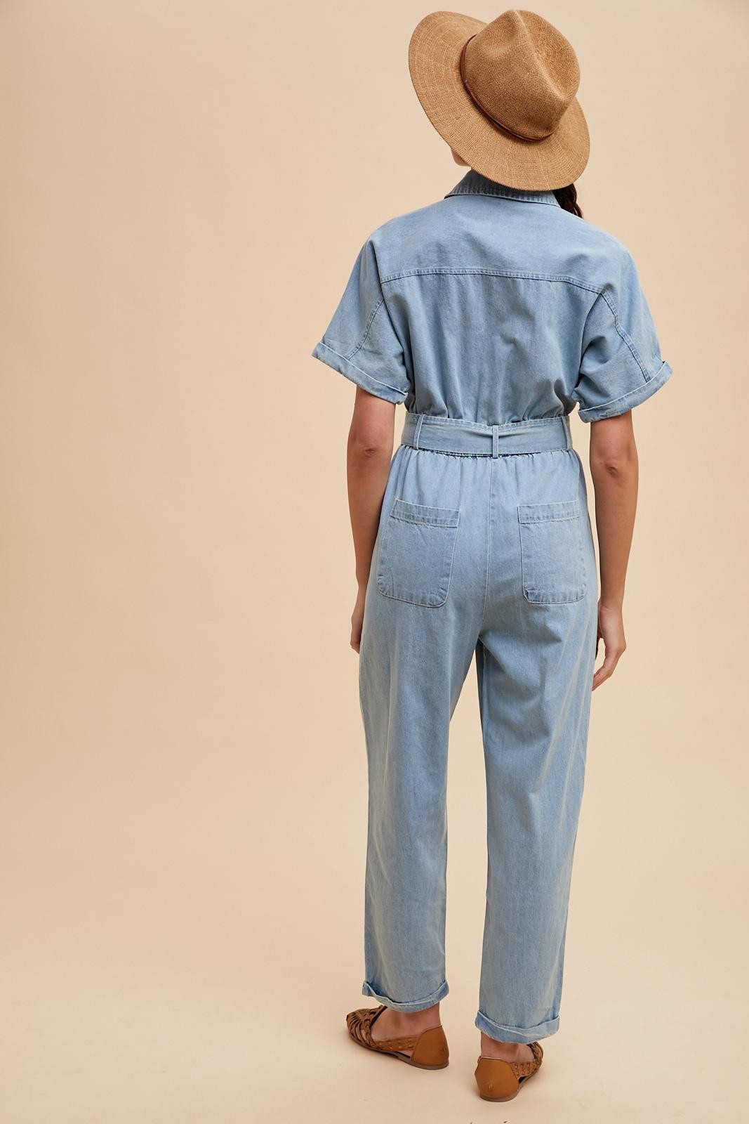 Denim Collared Jumpsuit