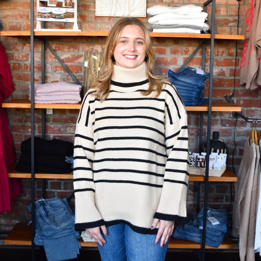 Tan Dunn Striped Sweater (Mud Pie)